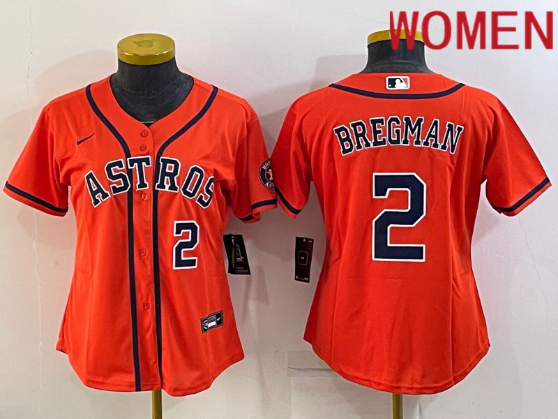 Women Houston Astros 2 Bregman Orange Game Nike 2022 MLB Jersey